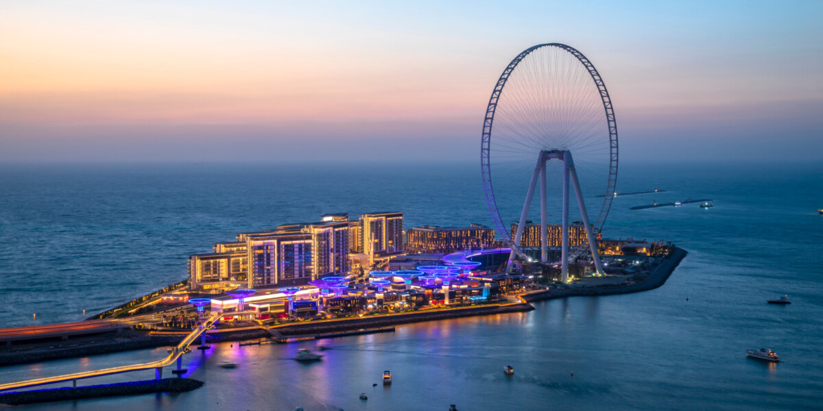Beautiful,Sunset,From,Jumeirah,Beach,Residence,Overlooking,Bluewaters,Dubai Εκδρομή στο Ντουμπάι με θέα στη Dubai Marina και το Ain Dubai το ηλιοβασίλεμα